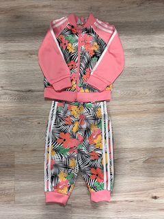 Adidas baby on sale pink tracksuit