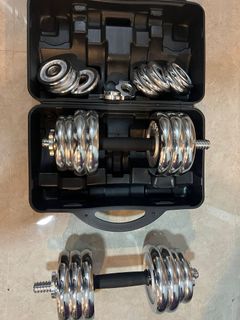 Adjustable chrome online dumbbell set