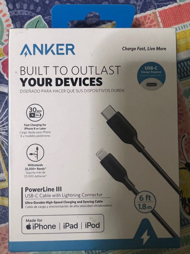 Anker USBc cable with lightning connector, Computers & Tech, Parts & Accessories, Cables