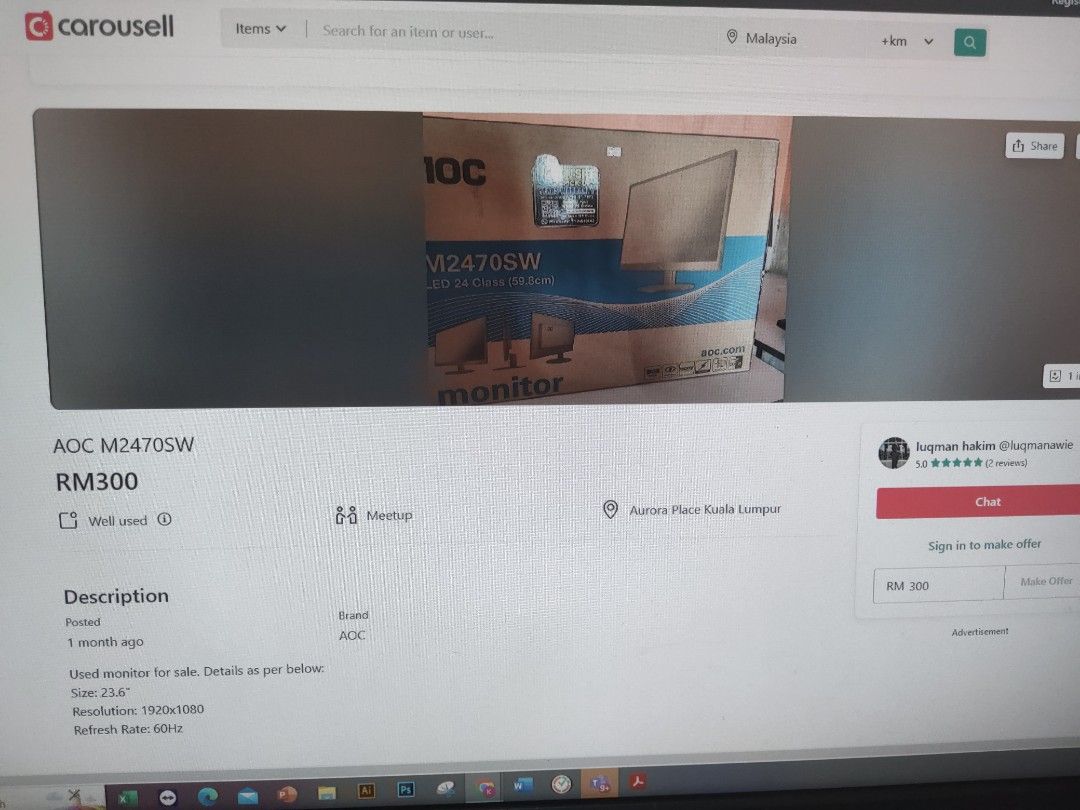 AOC M2470SW slim gaming monitor, Computers & Tech, Desktops on Carousell