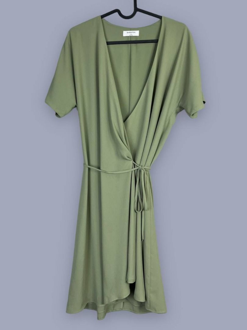Aritzia Babaton Wallace V Neck Wrap Dress in Sage Green Women s