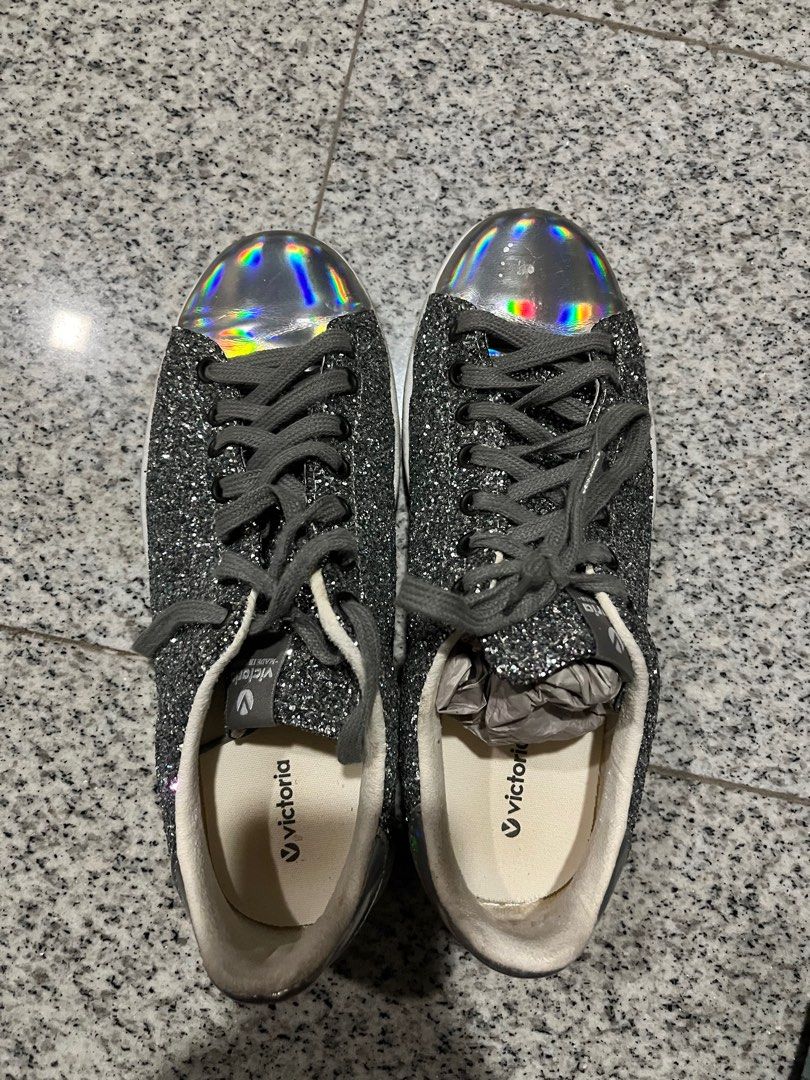White shiny sneakers sale
