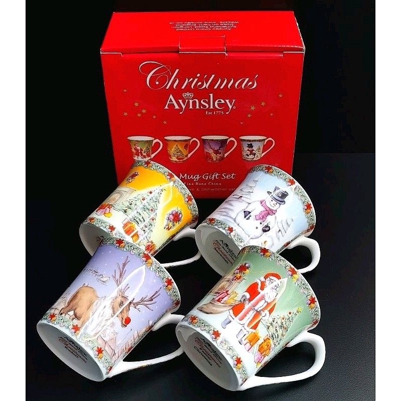Aynsley 4 Pieces Christmas Collection Fine Bone China Mug in Original Box