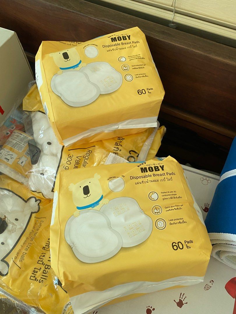 Baby Moby Disposable Breast Pads (Category: Breastfeeding & Bottle Feeding) located in Santa Maria. Submitted by rmdeclutters (Listing ID 1224153150, Image 1). Description: Srp P390 60 pads per pack 2 packs available Elastic bands surrounding the pads with 3D curve, shaped to support curve of the breast. Soft, dry, and comfortable surface Airy design to prevent dampness High absorbency.
