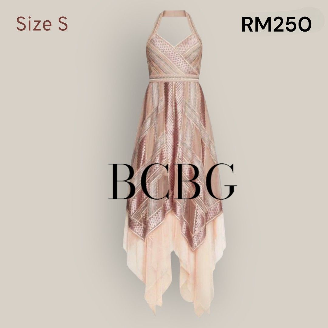 Bcbg metallic striped outlet handkerchief dress