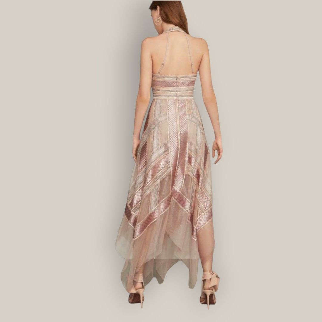 Bcbg metallic striped handkerchief dress cheap