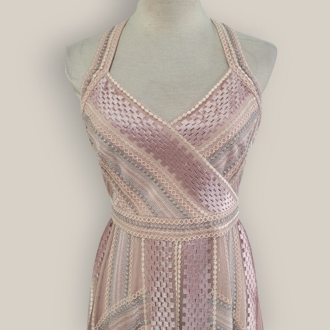 Bcbgmaxazria metallic sales striped handkerchief dress