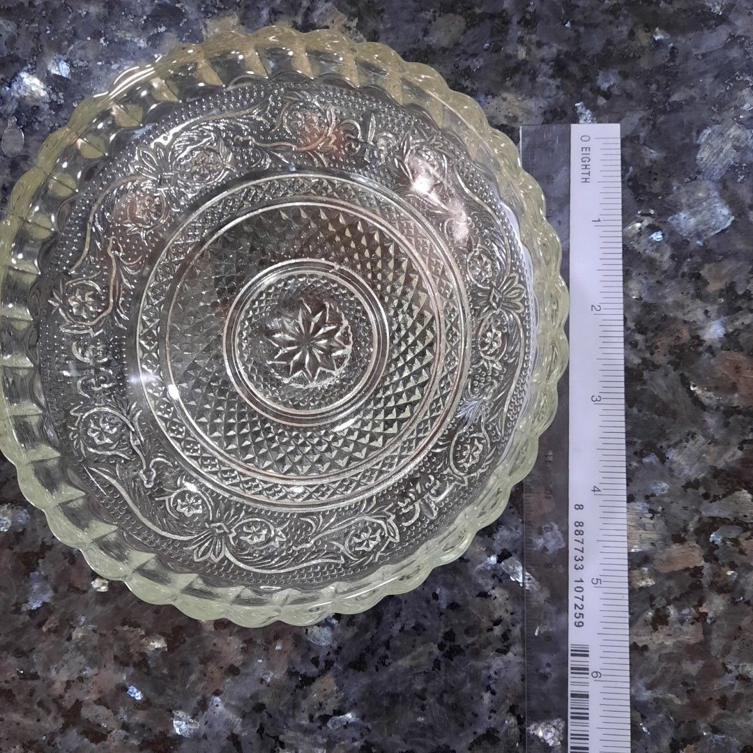 Lot De 6 Assiettes En Verre Texturé Vintage - Motif Flocon - Noël/Hiver