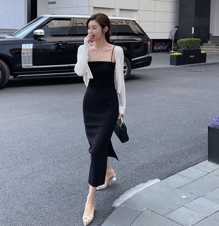 Black Classy Midi Stretchable Bodycon Dress Women s Fashion