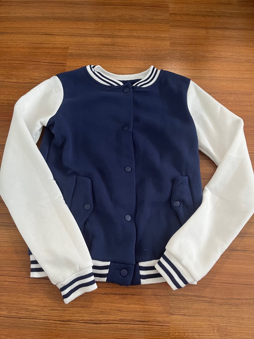 White and blue best sale varsity jacket
