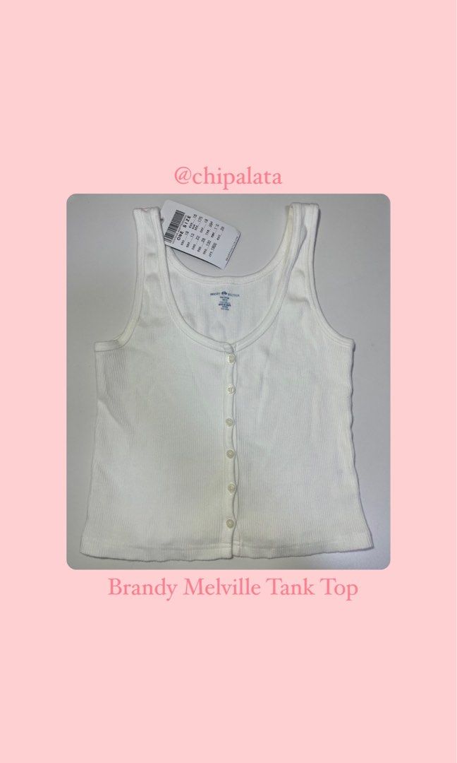 Brandy Melville White Tank with Red Trim  White tank, Cute tank tops,  Women shopping