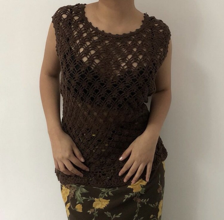 Brown Knitted SeeThrough Top on Carousell