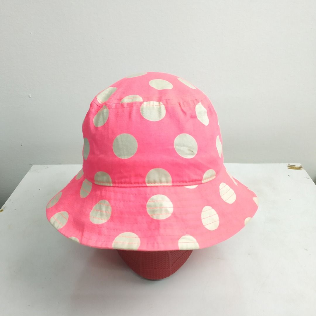 BUCKET HAT PINK CAP TOPI POLKA DOT CUTE GIRL JAPAN BRAND OUTDOOR