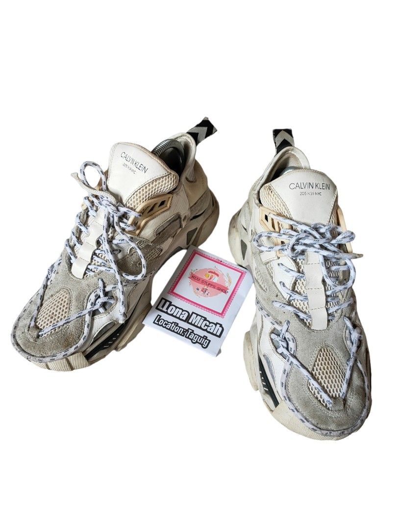 Calvin klein 205w39nyc striped leather & suede sneakers sales