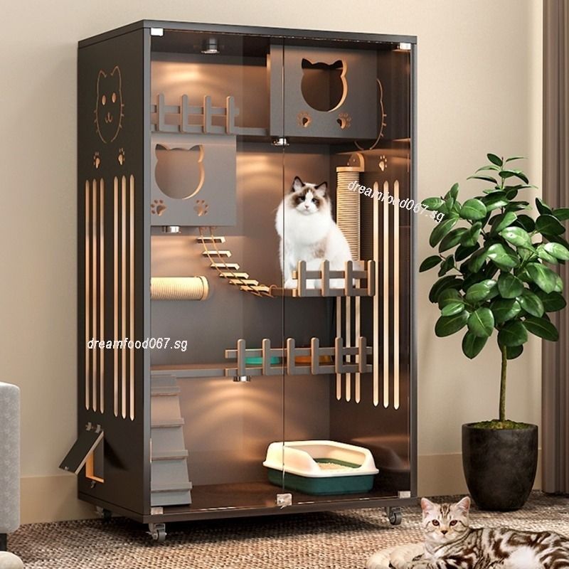 Cat Villa Solid Wood Cat Cabinet Waterproof High grade Large Space Cat House