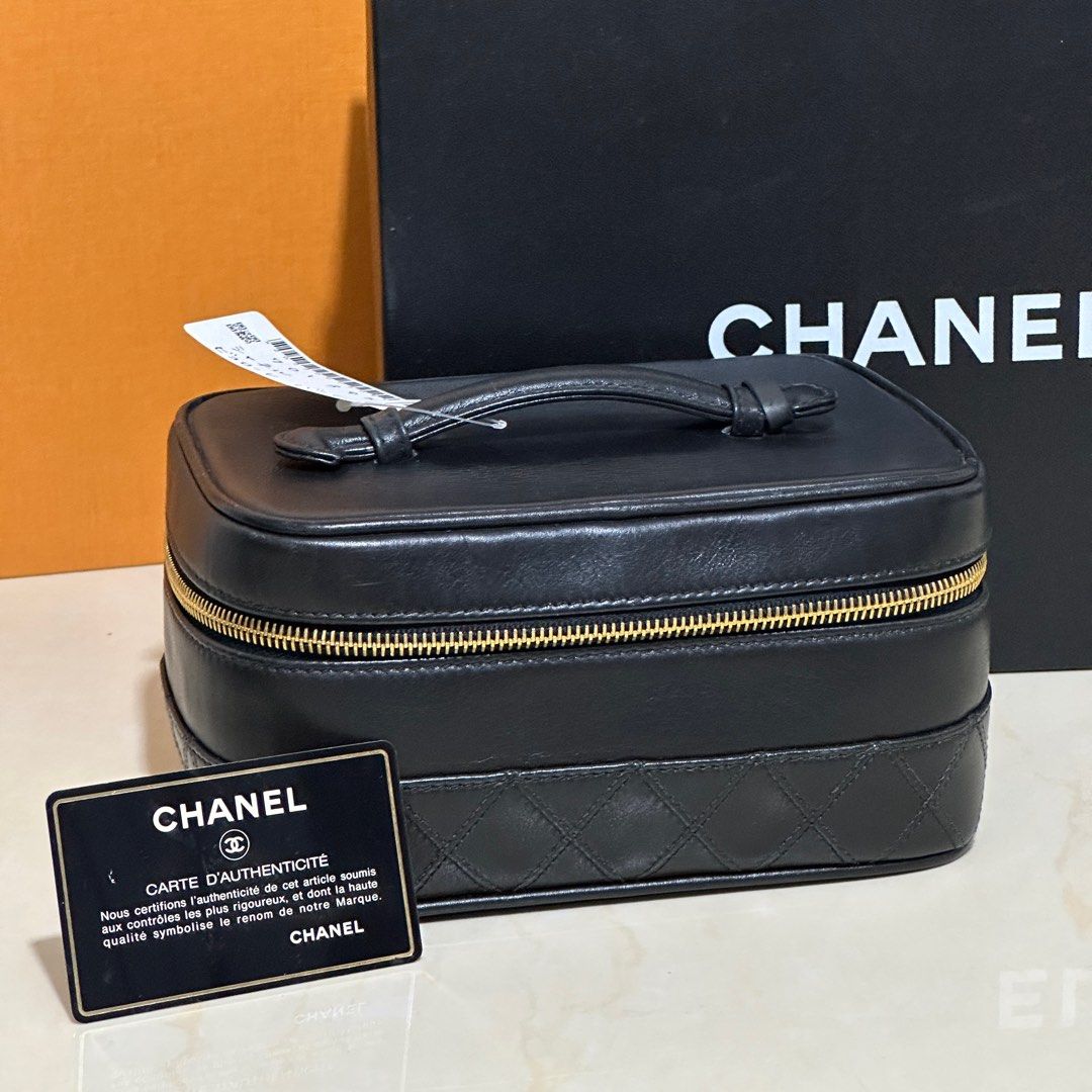 Chanel Top Handle Small Vanity in 22A Navy Lambskin and LGHW