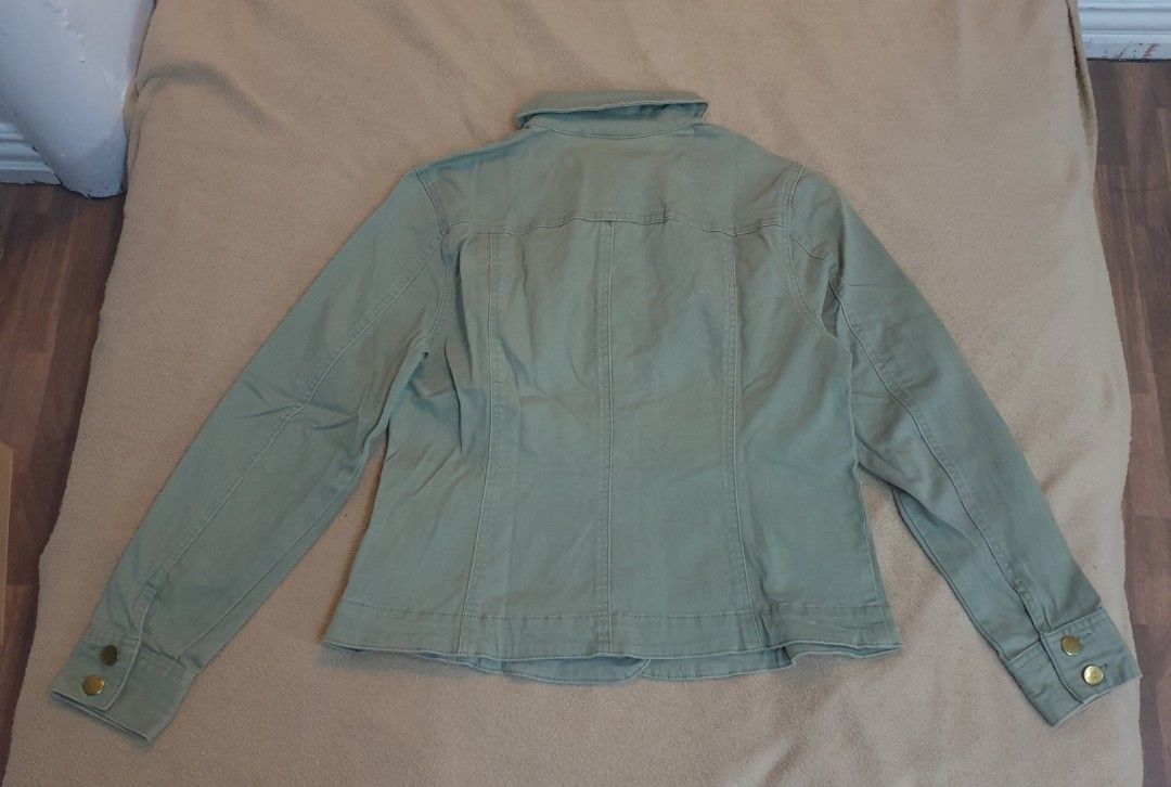 Charter Club Jacket in Sage Green (Category: Coats, Jackets and Outerwear) located in Bulacan. Submitted by offmycloset (Listing ID 1224309689, Image 2). Description: Jacket in Sage Green Incredible stitching Very good quality. Great for casual wear Flaw: Usual wear & tear. See photos RFS: Not using anymore.