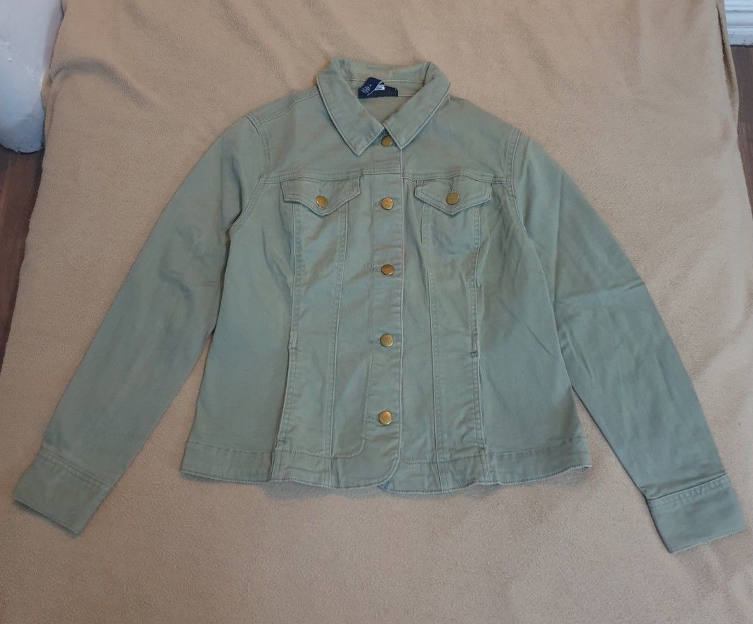 Charter Club Jacket in Sage Green (Category: Coats, Jackets and Outerwear) located in Bulacan. Submitted by offmycloset (Listing ID 1224309689, Image 1). Description: Jacket in Sage Green Incredible stitching Very good quality. Great for casual wear Flaw: Usual wear & tear. See photos RFS: Not using anymore.