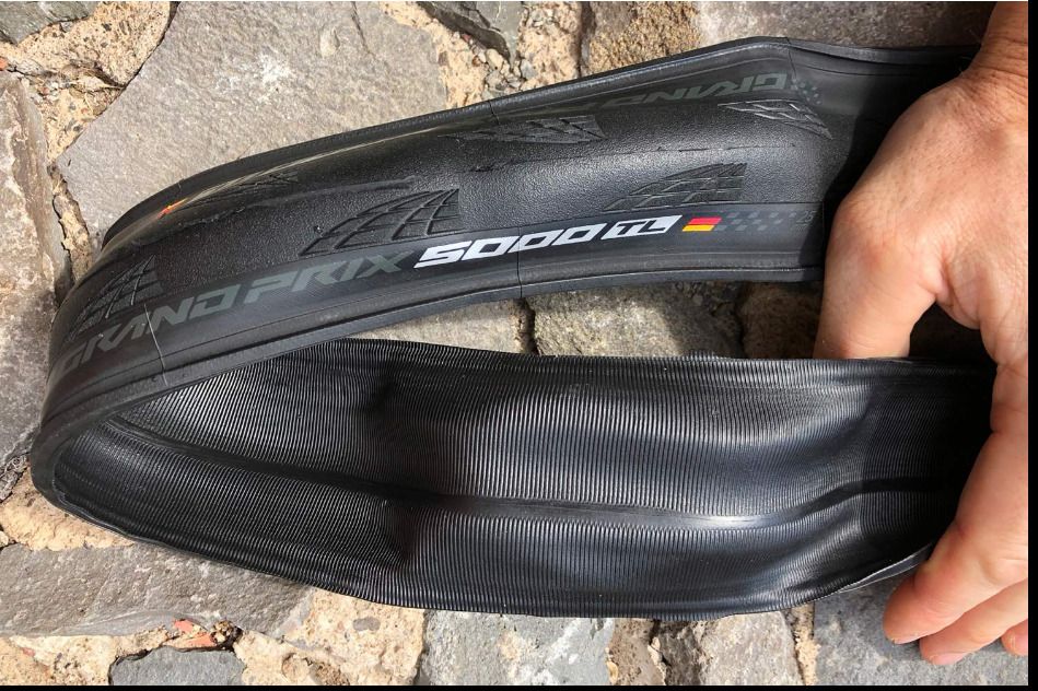 Continental GP5000 Black Wall Tan Wall Transparent Clincher Open