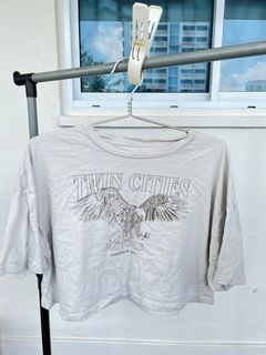 Cotton on Twin city crop top in grey
