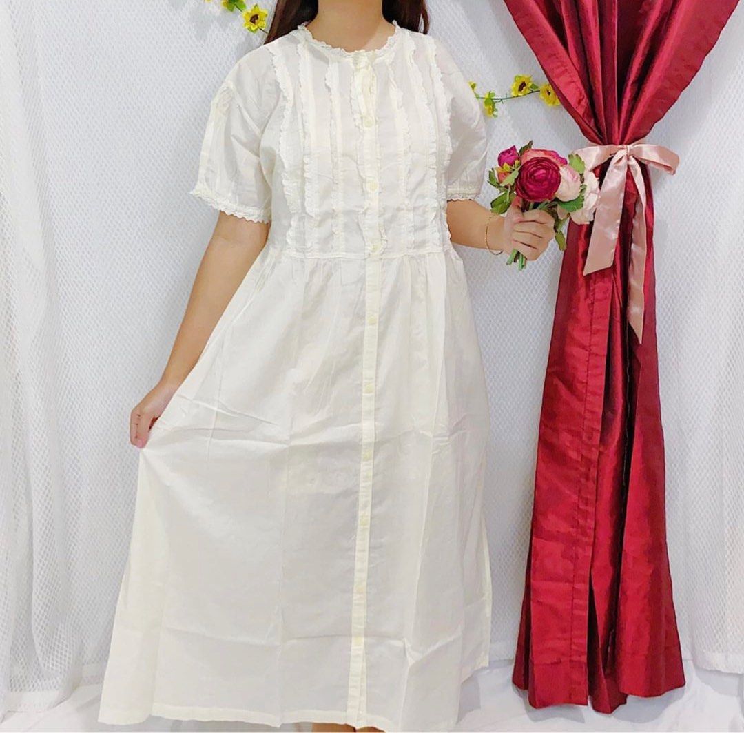 Cotton Princess Sleeping Gown Daster Vintage Vibes, Fesyen Wanita