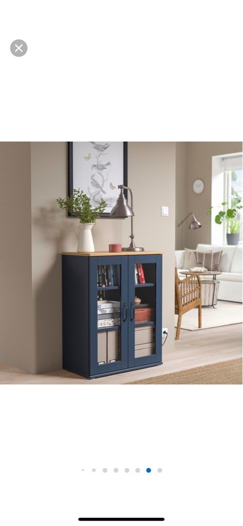 Display SKRUVBY with glass doors Blackblue 70x90