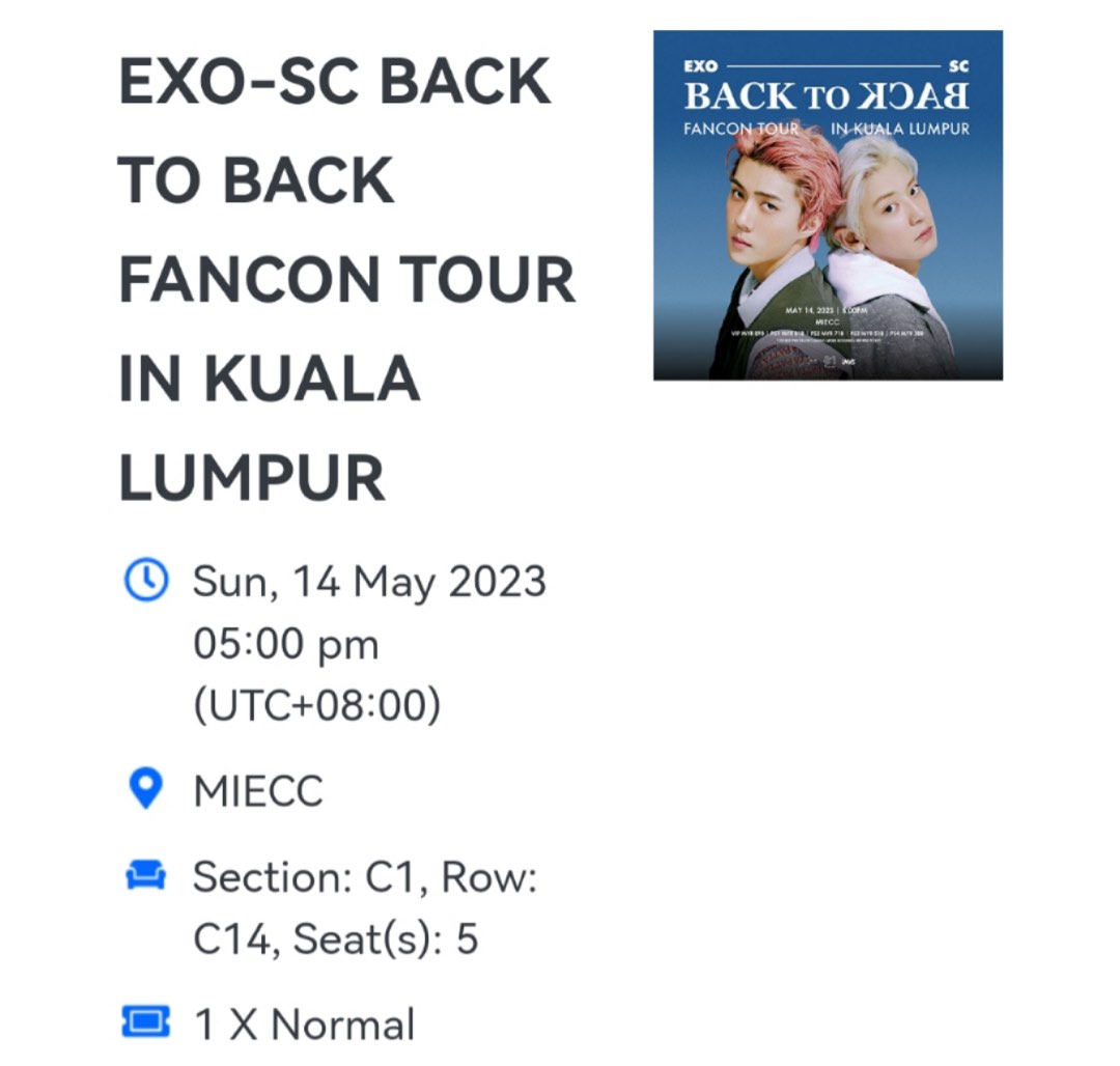 EXO KUALA LUMPUR CONCERT, Tickets & Vouchers, Event Tickets on Carousell
