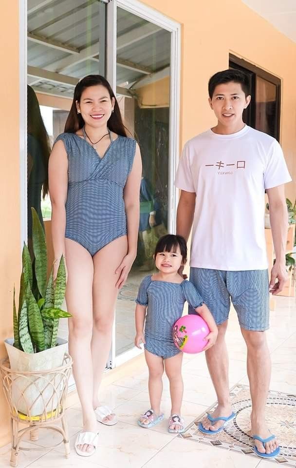 Mom dad and baby swimwear sales