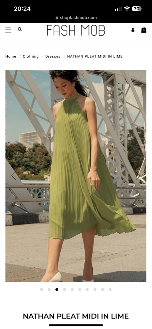 NATHAN PLEAT MIDI IN LIME