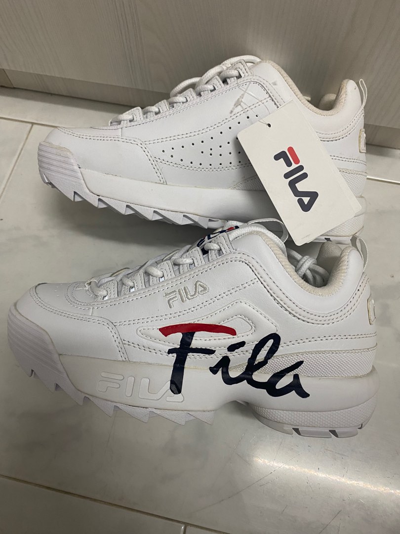 Fila disruptor shop script silver