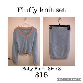 Fluffy top and skirt set