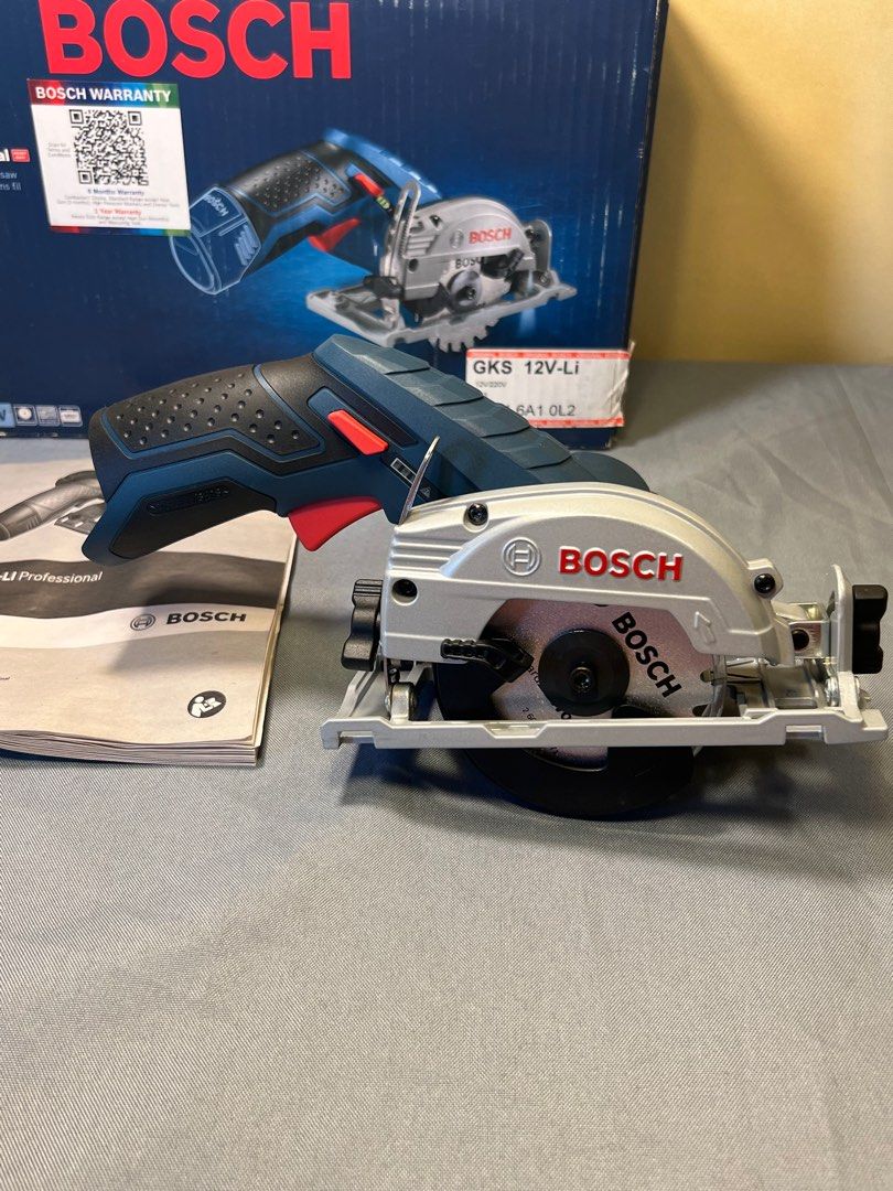 GKS 12 V-Li Cordless Circular Saw (Category: Construction Tools & Equipment) located in Quezon City. Submitted by lucas_luxuries (Listing ID 1224292323, Image 3). Description: Bosch GKS 12 V-Li Cordless Circular Saw - Brandnew - Unit only - Open box only for thankyou pictures The smallest professional universal saw The most compact design in its class for perfect handling and versatile applications in wood Excellent ergonomics: small grip circumf