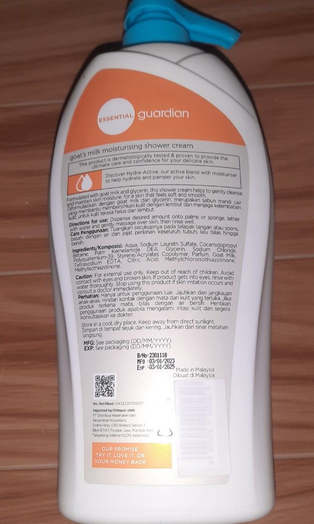 Guardian goat milk shower cream body wash 1000ml/1liter/jumbo on Carousell