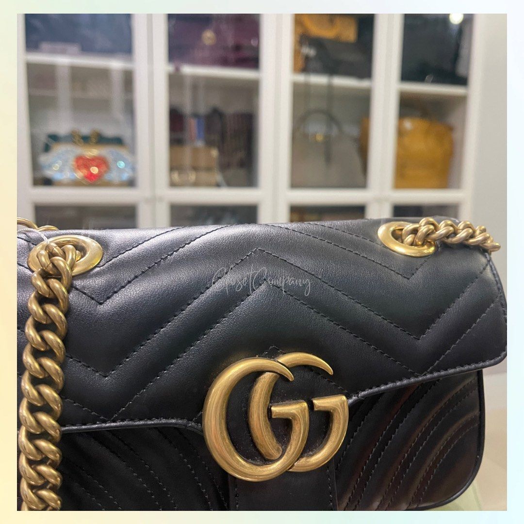 Gucci GG Marmont shoulder bag suede brown gold hardware 447632