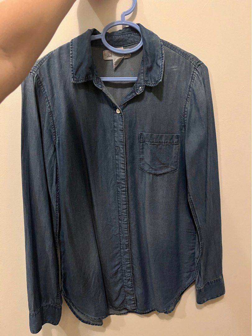 H M L.O.G.G denim coloured long sleeve shirt Women s Fashion