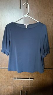 H&M navy Blue 3/4 puff sleeves