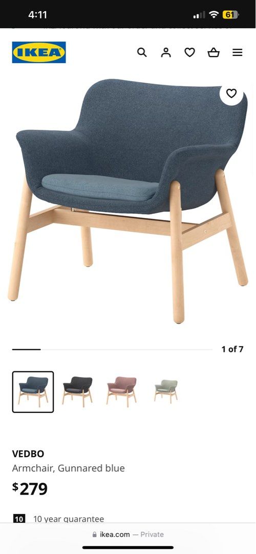 ikea armchair VEDBO, Furniture & Home Living, Furniture, Chairs on
