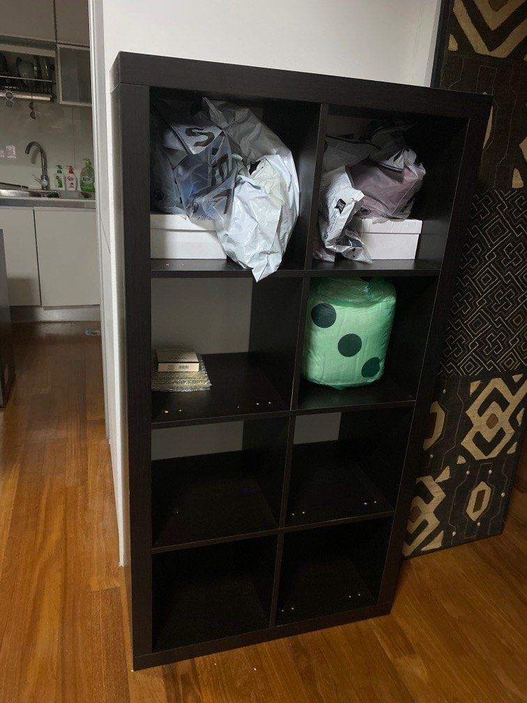 Ikea Kallax Shelving Unit, black brown, 2x4, Furniture & Home Living