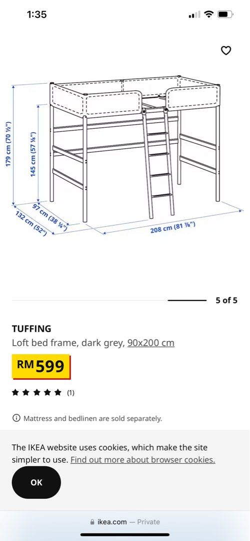 Ikea Tuffing Loft Bed Frame Katil