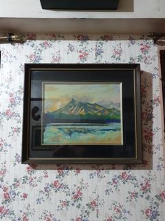 Impressionist Water colour painting by a japanese artist in glass and wooden frame