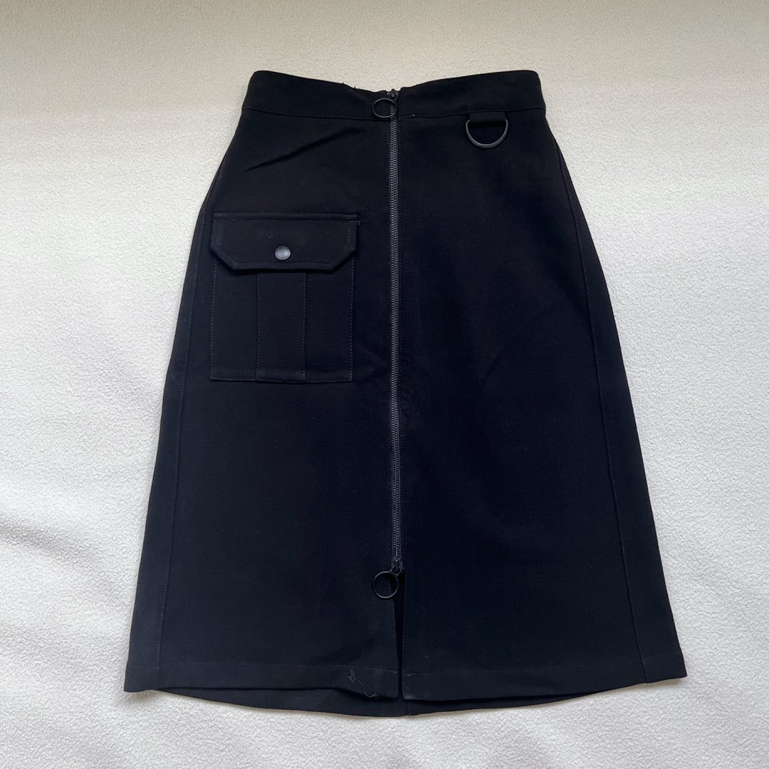 Utility Zip Front Midi Skirt with Pockets main image 1