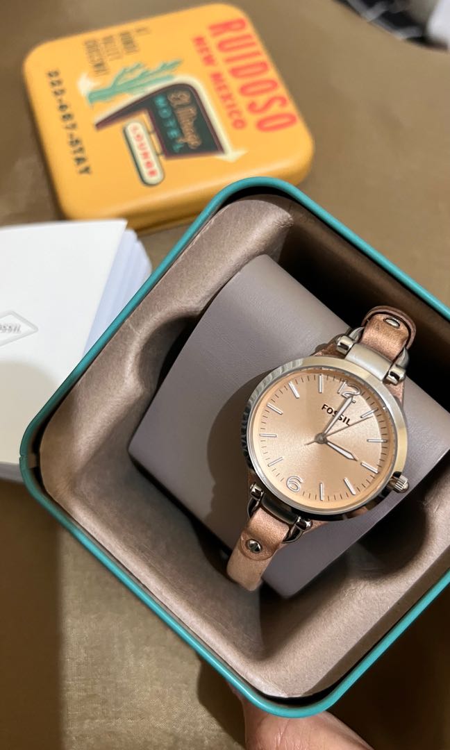 Fossil georgia bone leather watch outlet