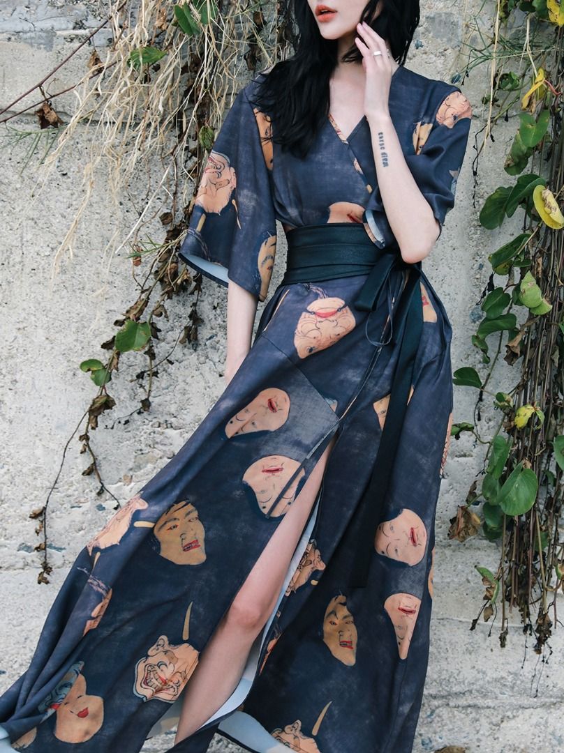 Japanese kimono inspired dress discount