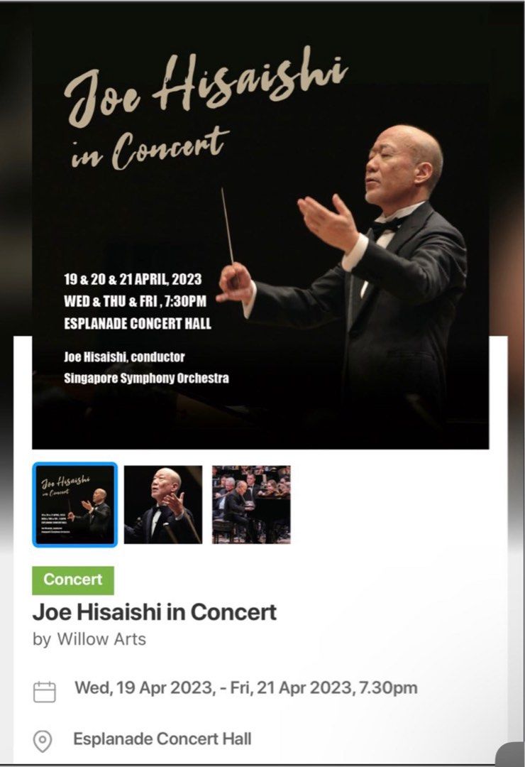 Joe Hisaishi in Concert, Tickets & Vouchers, Event Tickets on Carousell