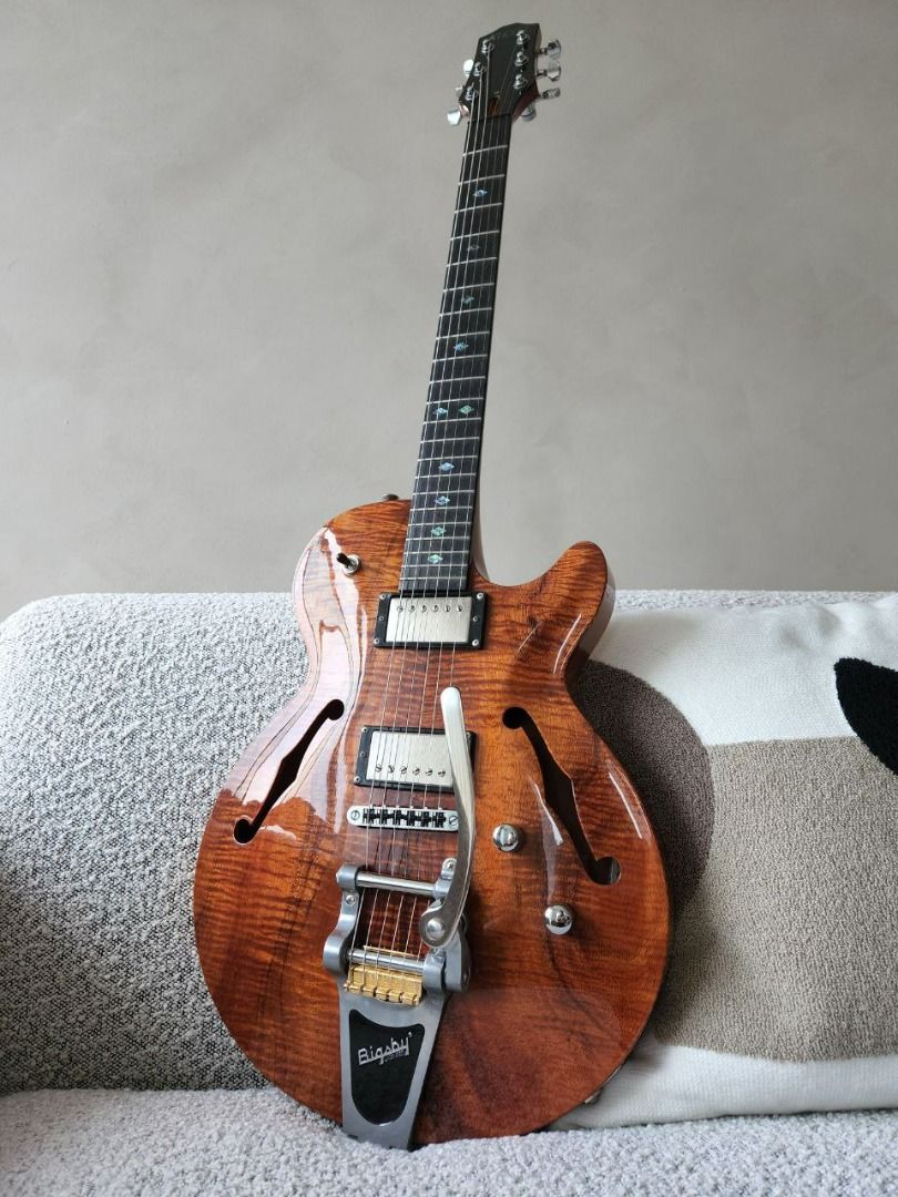 Kiesel Flamed Koa Carve Top Semi hollow with Bigsby