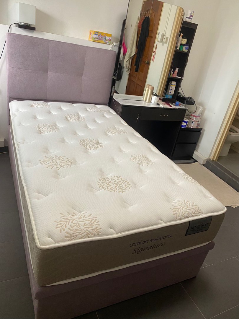 Premium King Koil storage bed set super single, Furniture & Home