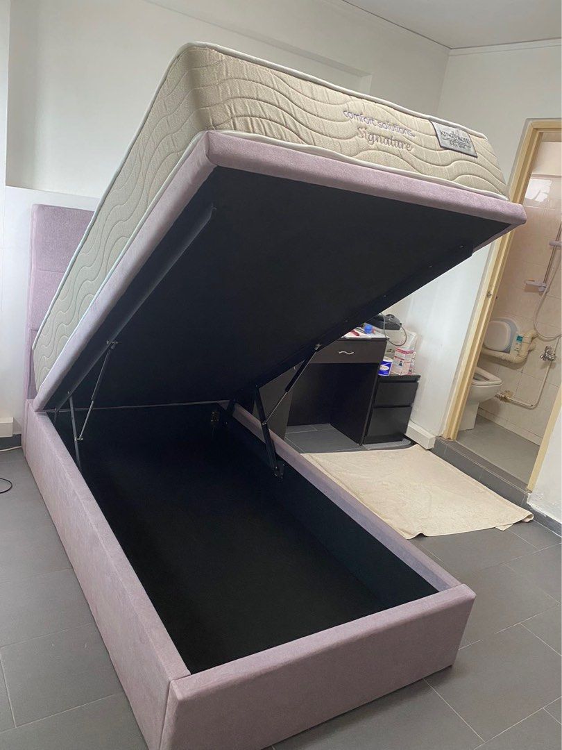 Premium King Koil storage bed set super single, Furniture & Home