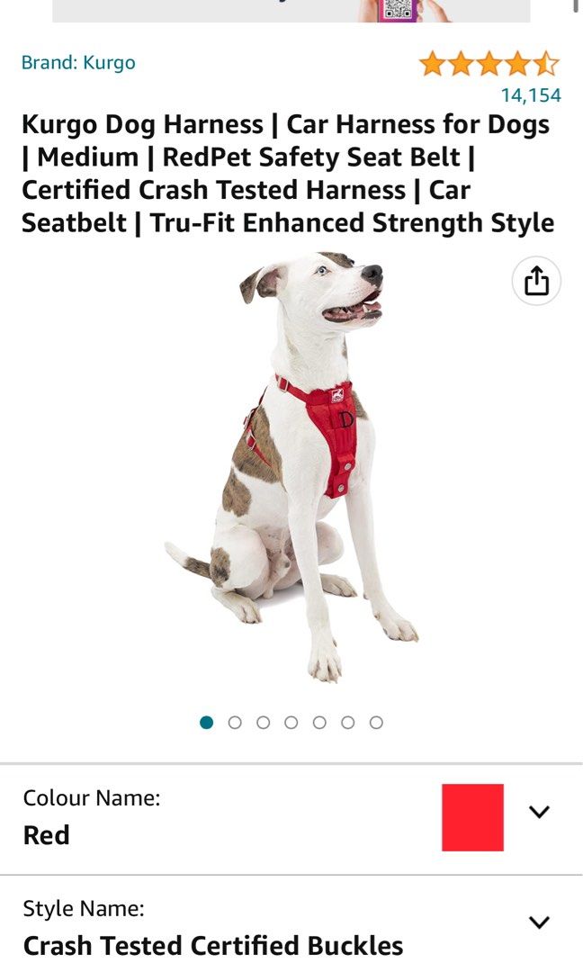 Kurgo dog car harness crash tested MEDIUM, Pet Supplies, Homes