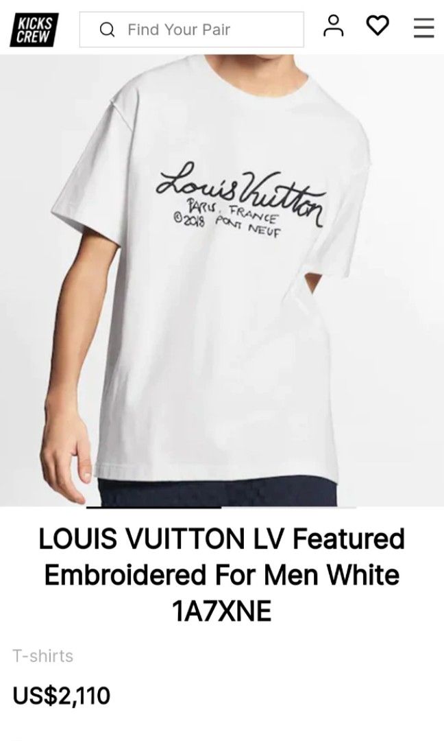 Louis Vuitton LV Featured Embroidered for Men White 1A7XNE US S
