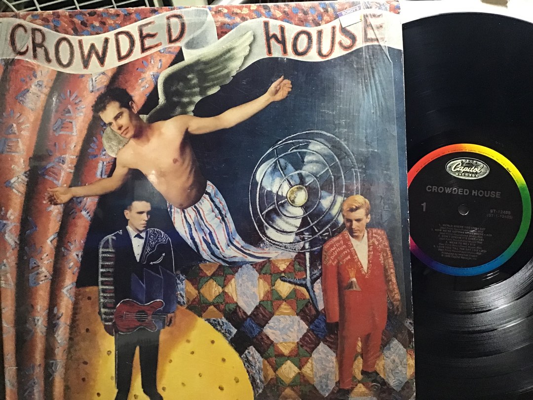 LP Crowded House OOP VINYL RECORD Anubis Piring Hitam 80s Pop, Hobbies